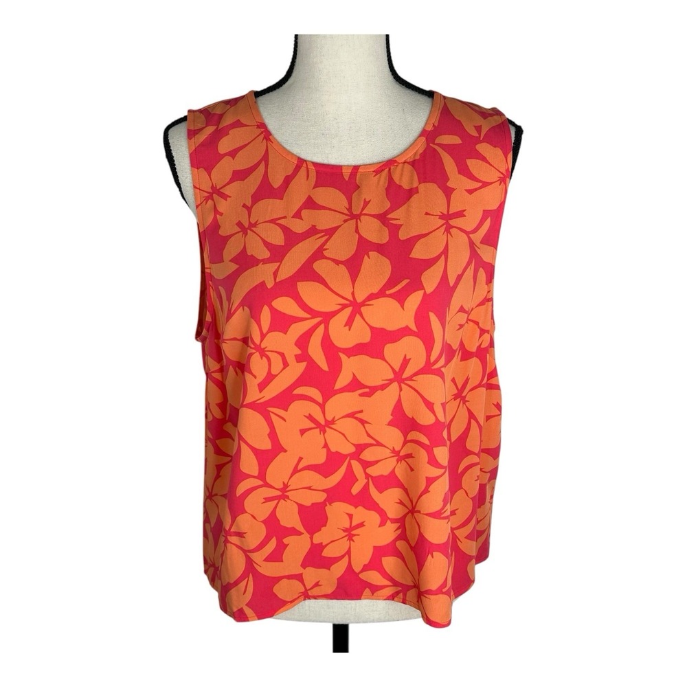 J. Crew Women's Sleeveless Bright Orange Floral Crop‎ Blouse Size Large